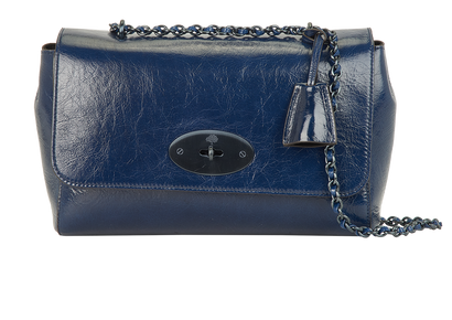 Medium Lily, &pound;450, Handbags, Blue, Patent Leather, Front view